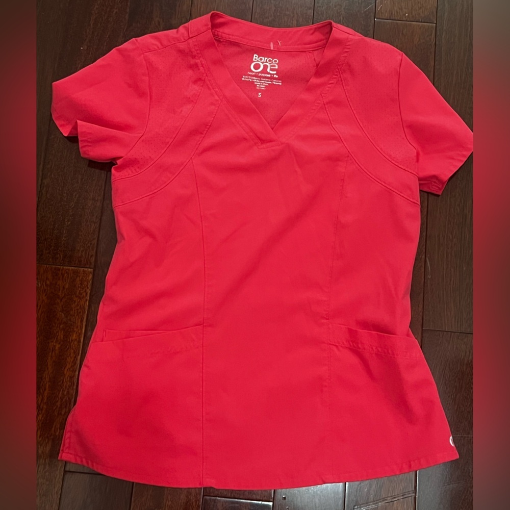 Barco Uniforms Pink Fitted Short Sleeve Blouse
